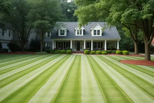 Residential lawn with perfect stripes in Lexington NC