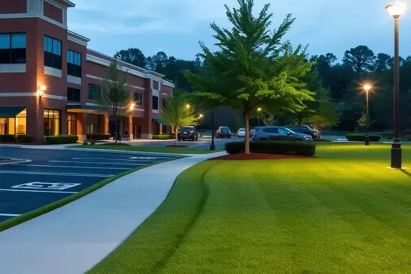 Commercial office park lawn maintenance